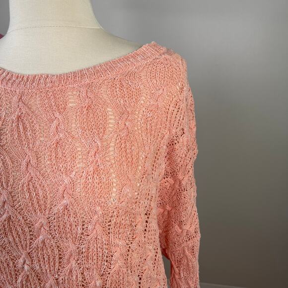 Free People • Pink Cable Knit Tunic Sweater - Picture 3 of 6